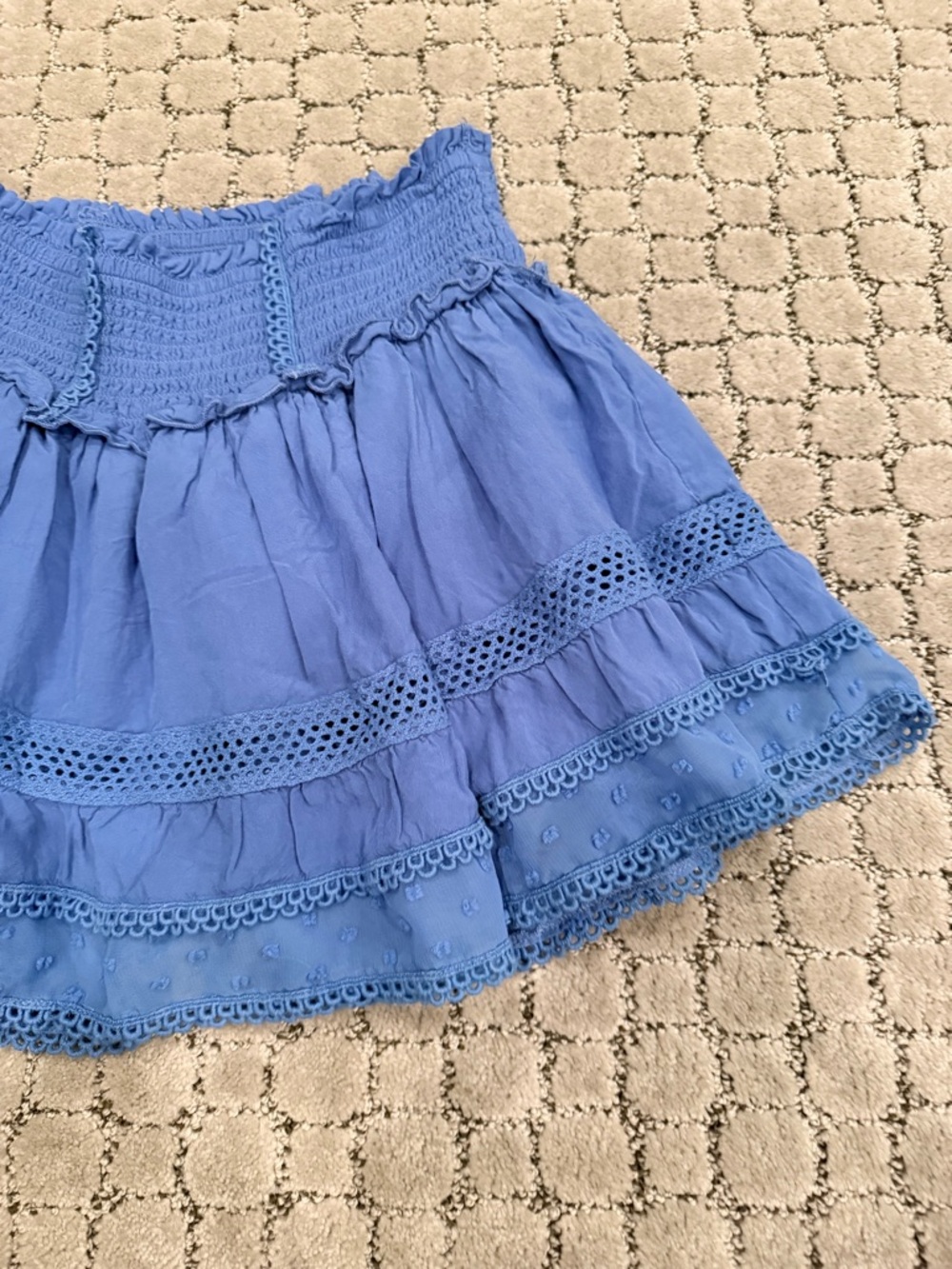 Katie J NYC Tween Blue Tiered Smocked Waist Skirt - Picture 2 of 13
